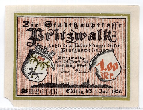 1922 germany pritzwalk notgeld - germany,
