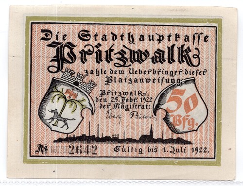 1922 germany pritzwalk notgeld - 1922,