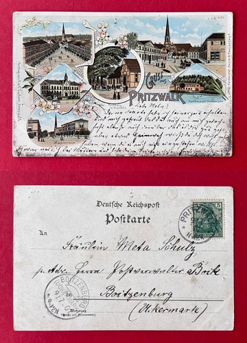 Litho postcard pritzwalk 1901 - litho,