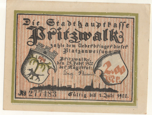 Notgeld stadt pritzwalk - notgeld,