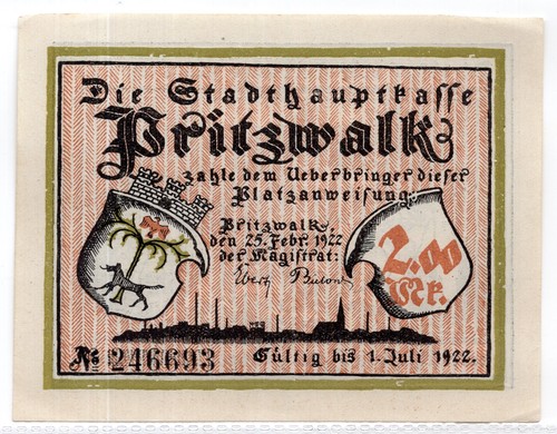 1922 germany pritzwalk notgeld - 1922,