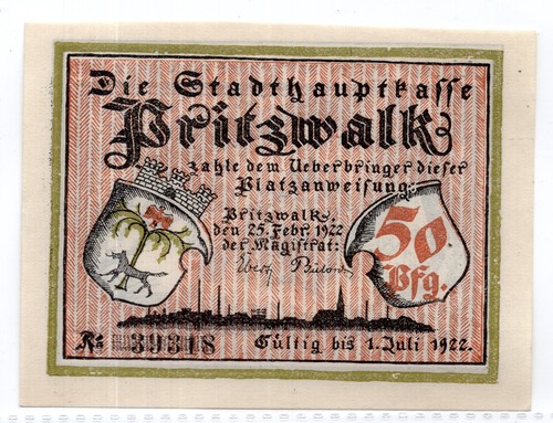 1922 germany pritzwalk notgeld - germany,